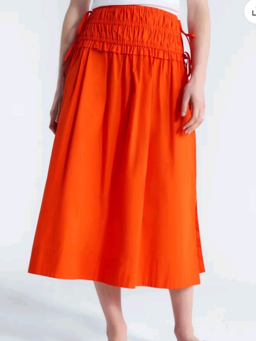 Free Assembly Women's Plus Smocked Drawstring Cotton Maxi Skirt